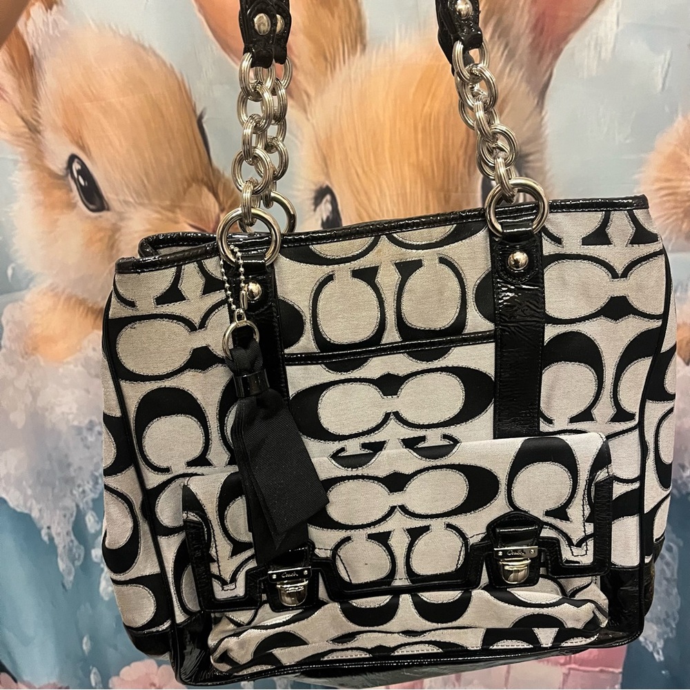 Y2K Coach Poppy Lurex Signature Tote/Shoulder Bag